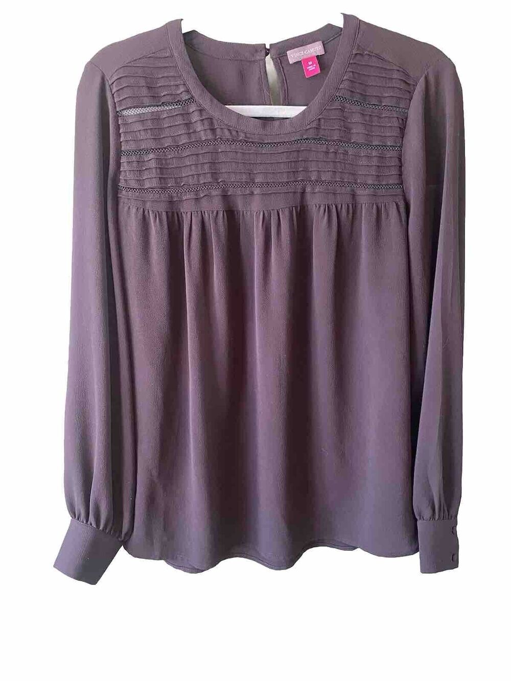 Vince Camuto Shirt Womens Medium Lightweight Black Whimsygoth Office Blouse